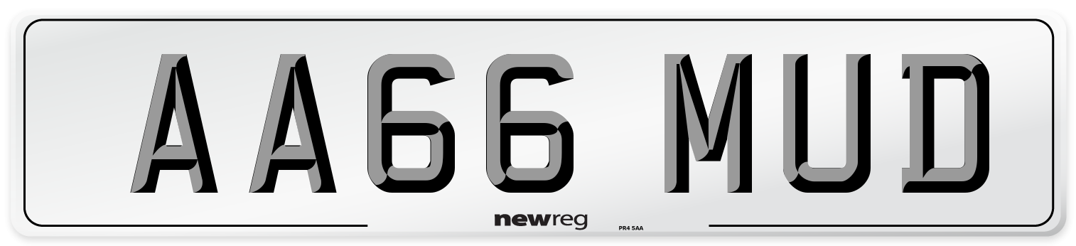 AA66 MUD Number Plate from New Reg